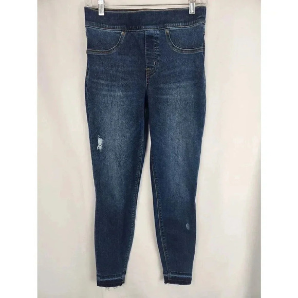 Spanx Skinny Jeans Dark Wash Distressed Size Small - Picture 1 of 6